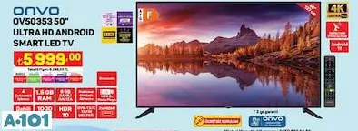 ONVO 50 ULTRA HD ANDROİD SMART LED TV/TELEVİZYON